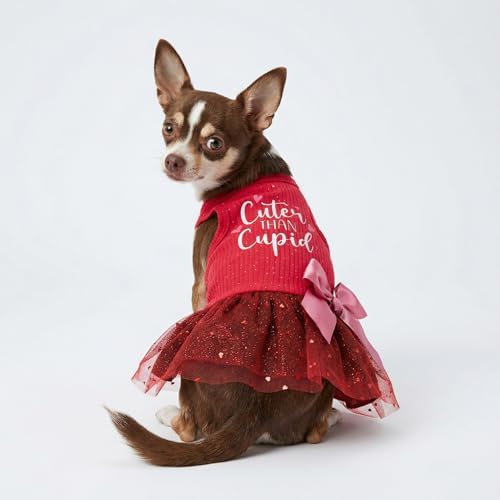 Fitwarm Cuter Than Cupid Dog Tulle Dress, Cute Girl Dog Clothes, Funny Pet Apparel, Burgundy Red, XS - Image 3
