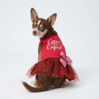Fitwarm Cuter Than Cupid Dog Tulle Dress, Cute Girl Dog Clothes, Funny Pet Apparel, Burgundy Red, XS - Image 3