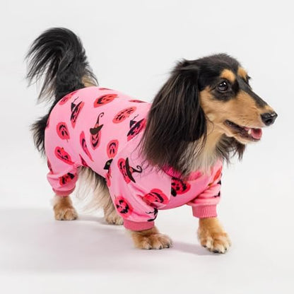 Fitwarm Halloween Jack O Lantern Dog Pajamas, Funny Costumes for Small Dogs Girl, Pet Outfit, Pink, Black, Medium - Image 4