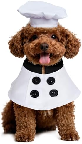 Pet Chef Costume Chef Hat with Cape Set Dog Halloween Costume for Small Pet Dogs Cat (Small) - Image 6