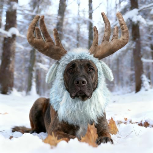 Onmygogo Funny Pet Reindeer Moose Costumes for Dog, Cute Furry Pet Wig for Halloween Christmas, Pet Clothing Accessories - Image 2