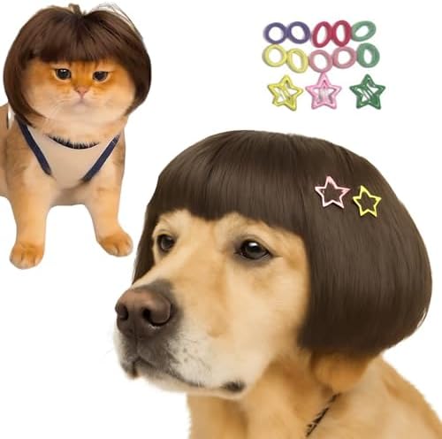 Funny Dog Costume Dog Bob Wig for Cat Doggie Wig by Lamiaraga