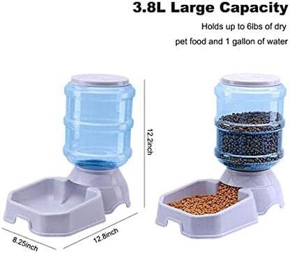 TENINYU Premium Quality Self-Dispensing Gravity 1 Gallon Large Capacity Pet Feeder and Water Dispenser for Cat