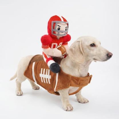 Dog Football Costume with Football Player Rider Funny Dog Costume for Large Dogs Cute Pet Costume Dachshund Outfits Pets Cosplay Clothes for Party (Large) by QIONGMENG