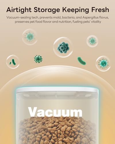 Dokoo Automatic Dog Feeder for Large Breeds, 15L/63 Cups Vacuum-Sealed Airtight Auto Pet Feeder for Dry Food, Timed Feeding, Anti-Clog Dispenser 2-22mm Kibble, Voice Recorder, Stainless Steel Bowl