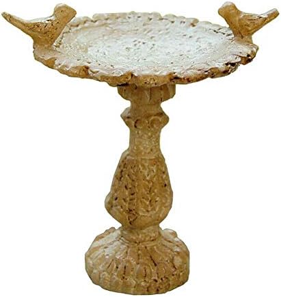 EatingBiting 1:12 Scales Dollhouse Miniature Birdbath Garden Outdoor Center Foutain 2 Birds Resin Fairy Garden Furniture Resin Vintage Bird Bath Fountain for Home Decor Ornaments
