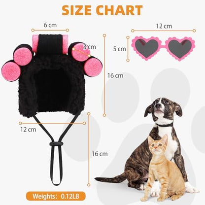 Dog Halloween Costume Funny Curler Wig Cosplay with Love Glasses Holiday - Image 6