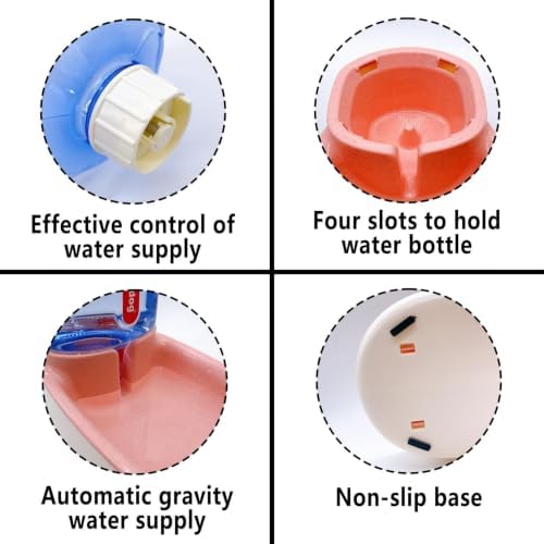 kathson Gravity Dog Food Dispenser Automatic Cat Feeding Food Station 1 Gallon Large Capacity Puppy Food Bowl for Small and Medium Dogs Cats Pink