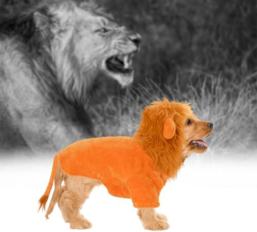 DELIFUR Dog Halloween Lion Costume - Adorable Pet Dress Up Clothes Animal Warmth Cosplay Holiday Coat for Small and Medium Dog Funny Outfit Comfort (Orange Lion, Large) - Image 2