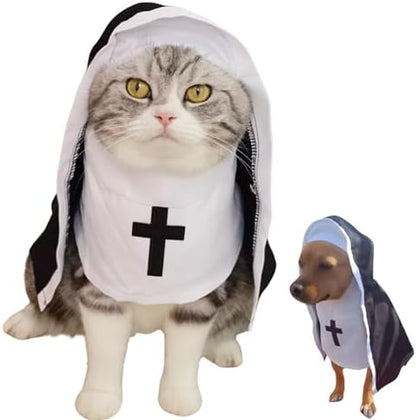Cat/Dog Nun Costume Pet Clothing, Habit Outfit Halloween (Medium) by Urnat