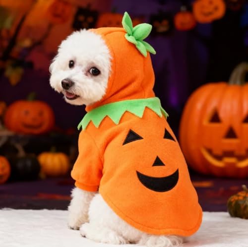 Dog Cat Halloween Pumpkin Costume, Pet Cosplay Costumes, Puppy Fleece Hoodie Coat for Small to Medium Dogs(XX-Large) - Image 3