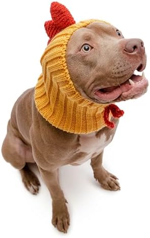 Zoo Snoods Rooster Costume - Knit Chicken Dog Snood Ear Wrap for Pets, Warm Neck Cover for Halloween and Winter (Large) by ZooSnoods