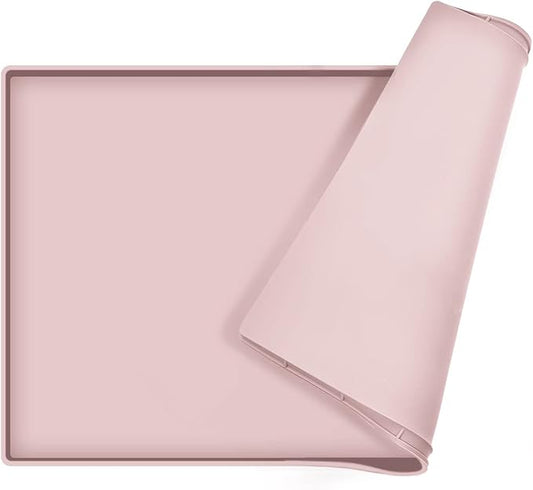 Dog Food Mat,Silicone Waterproof Food Tray,Non Slip Pet Bowl Mats Placemat,1" Raised Edge,Suitable for Most Small and Medium Sized Pets,32" x 24"
