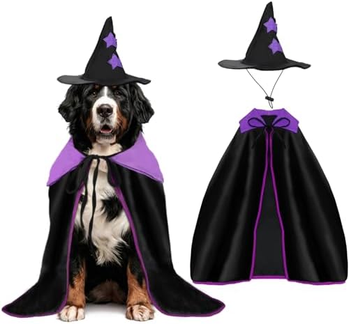YUEPET Extra Large Dog Witch Costume Set, Halloween Cloak Hat for Big Dogs by YUEPET