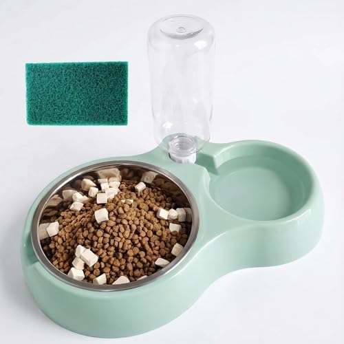 Dual-Use Cat & Dog Bowl - Automatic Water Dispenser with Non-Slip Base, Easy-Clean Design for Cats & Small Dogs, Cat Water Dispenser, Easyclean Material, Dog Food Dispenser, Dog Feeder (Blue)
