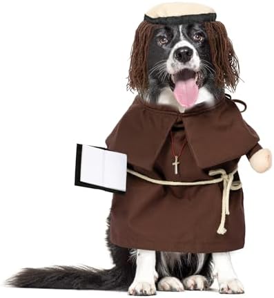 NACOCO Halloween Dog Priest Costume - Pet Minister Clothes Cat Funny Pope Clergy Outfit Apparel Adjustable for Small Medium and Large Dogs(Brown Priest, L) by HOME