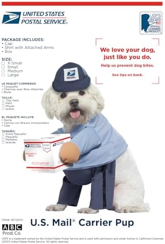 Dog Mail Carrier Costume USPS Large Blue (Pack of 2) - Image 2