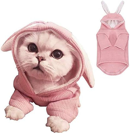 ANIAC Funny Dog Hoodies for Small Dogs Girl Boy Bunny Ears Pet Clothes Hooded Puppy Sweatshirt Cat Apparel Pet Costume for Easter Halloween Christmas Holiday (X-Large, Pink) by ANIAC