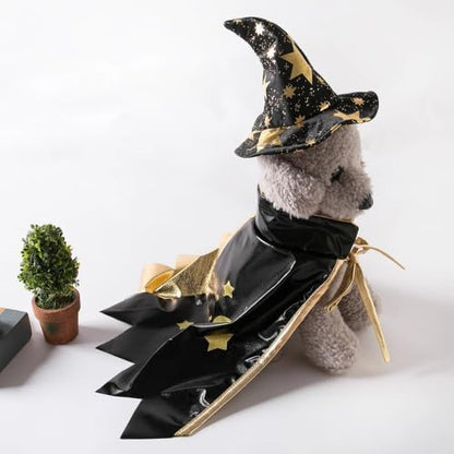 Halloween Dog Costume Witch Cloak Cape Wizard Hat Pet Cat Dog Witch Costumes Adjustable Halloween Costume Set Carnival Holiday Party Supplies Cosplay Clothes - Image 6