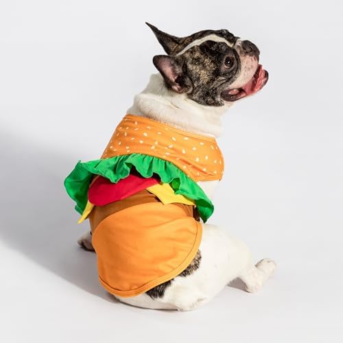 Fitwarm Halloween Dog Hamburger Costume, Funny Clothes for Small Dogs Boy Girl, Pet Fast Food Outfit, Orange, Small - Image 2
