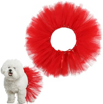 Dog Tutu for Dogs Tulle Skirt Pet Costume, Red by Locmeo