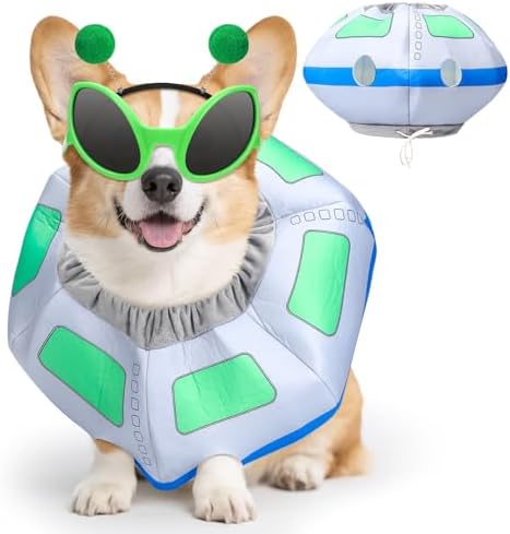 3 Pcs Halloween UFO Alien Dog Costume Set by Bulyoou