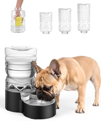 Heouvo 1.7 Gal Gravity Dog Water Dispenser, Wide-Mouth, No Filter, Black