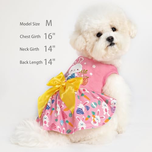 PUPTECK Print Easter Dog Dress with Cute Bow, Pink Rabbit L - Image 5