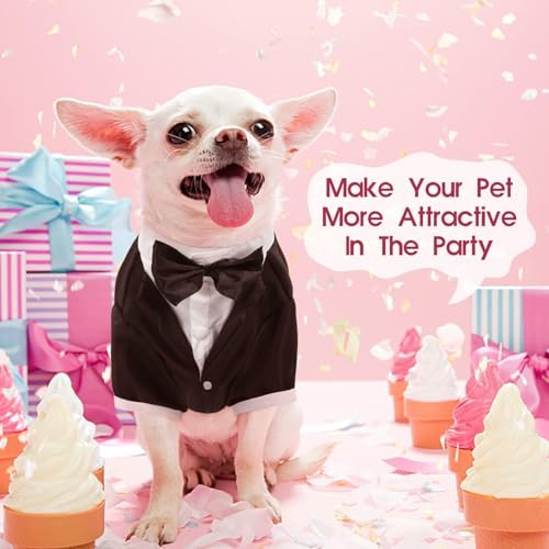 Kuoser Dog Tuxedo, Formal Dog Costume with Bow Tie Pet Wedding Suit Party Birthday Outfit, Dogs Tux Soft Shirt for Valentines Christmas Halloween Graduation Cosplay, Black 2XL - Image 6