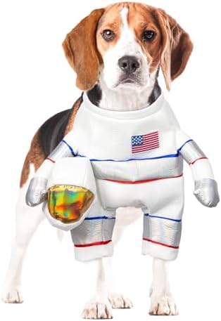 DELIFUR Dog Halloween Astronaut Costume - Pet Dress Up Spacesuit Funny Apparel Uniform Adjustable Cosplay Outfit for Small Medium Dog (Astronaut, Medium) by DELIFUR