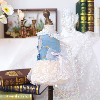 Fashion Sweet Puppy Dog Blingbling Princess Skirt Pet Dog Lace Cake Camisole Tutu Dress I-Blue L - Image 2
