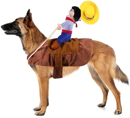 GOYOSWA Dog Cowboy Costume, Dog Halloween Costumes Cowboy Rider Dog Costume Funny Dog Costume for Small Medium Large X-Large Dogs (XX-Large) by GOYOSWA