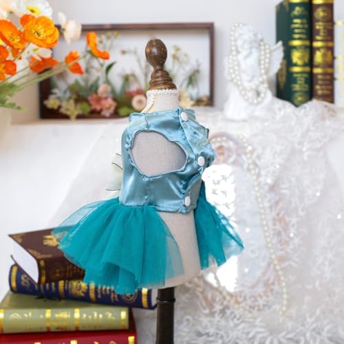 Fashion Sweet Puppy Dog Blingbling Princess Skirt Pet Dog Lace Cake Camisole Tutu Dress J-Blue M - Image 3