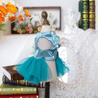 Fashion Sweet Puppy Dog Blingbling Princess Skirt Pet Dog Lace Cake Camisole Tutu Dress J-Blue M - Image 3