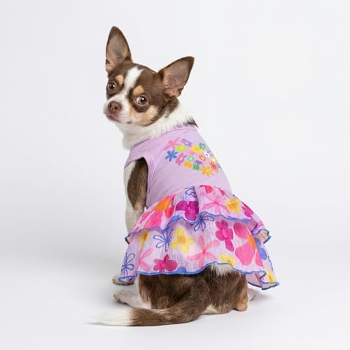 Fitwarm Floral Heart Dog Dress, Easter Outfit for Small Dogs Girl, Elegant Pet Clothes, Purple, XXS - Image 5