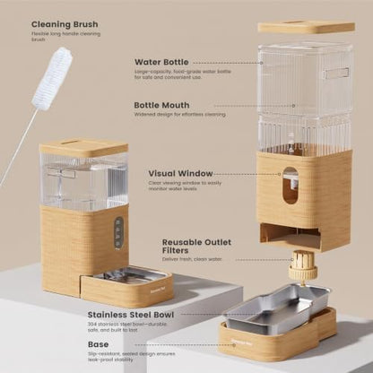 2.9 Gallon Automatic Dog Water Dispenser with Stainless Steel Bowl
