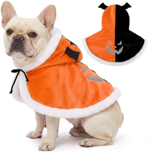 AOFITEE Dog Halloween Costumes Flannel Dog Cape with Funny Pumpkin Print, S by AOFITEE