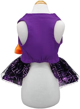 Halloween Dog Dress, Witch Candy Spider Web Tutu Skirt, Holiday Cat Costume for Small Dogs and Cats, Purple Pet Outfit for Puppies and Kittens - Image 2