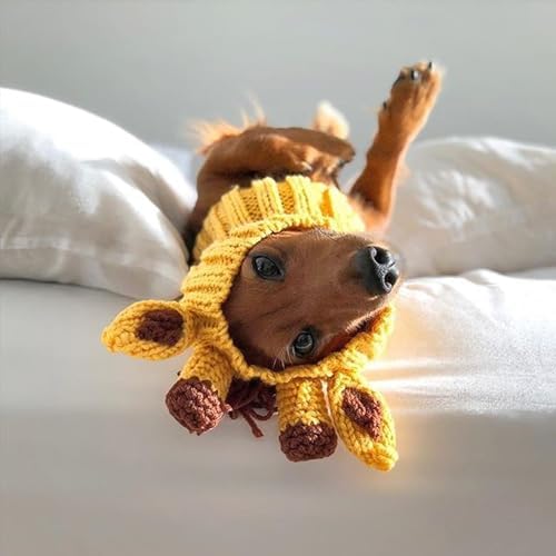 Zoo Snoods Giraffe Costume - Knit Dog Snood Ear Wrap for Pets, Warm Neck Cover for Halloween and Winter (Small) - Image 7