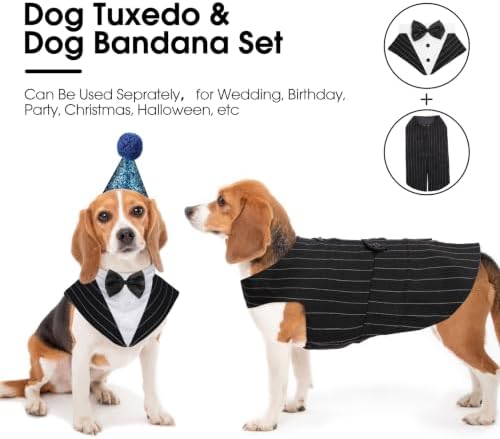 Kuoser Dog Tuxedo, Dog Suit and Bandana Set, Dogs Costume with D-Ring - Image 2