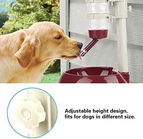 Pet Standing Water Dispenser, Height Adjustable Automatic Drinking Bowl Feeder Dog Feeding Bowl Pet Slow Water Bottle with Detachable Pole for Small Animals Cats Dogs (Brown)