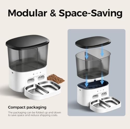 Automatic Cat Feeder, Dual Bowl Pet Feeder, 8L Dog Food Dispenser