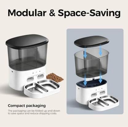 Automatic Cat Feeder, Dual Bowl Pet Feeder, 8L Dog Food Dispenser