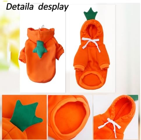 Happy Dog Hoodies - Funny Clothes for Small Dogs & Cats, Hooded Puppy Sweatshirt Coat, Winter & Halloween Outfit, Carrot Costume for Kitten, Chihuahua, Pomeranian, Yorkie (Orange, X-Large) - Image 4