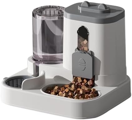 Automatic Pet Feeder and Water Dispenser, Large Capacity Self-Feeding for Small and Medium Dogs, No Electricity Needed, Siphon Device Prevents Water Overflow (C)
