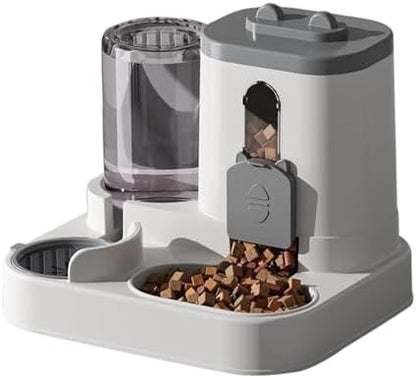 Automatic Pet Feeder and Water Dispenser, Large Capacity Self-Feeding for Small and Medium Dogs, No Electricity Needed, Siphon Device Prevents Water Overflow (C)