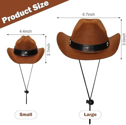 Fumwase Pet Cowboy Costume Hats with Bandana, Brown Hat + Red, Large - Image 3