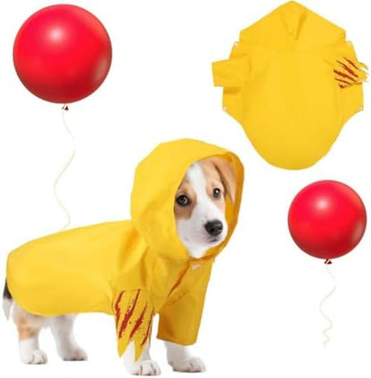 Halloween Dog Costume Bloodstain Hooded Raincoat Red Balloon for Scary Dog by Vellibring