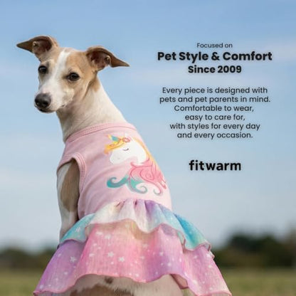 Fitwarm Rainbow Unicorn Dog Tutu Dress, Summer Clothes for Small Dogs Girl, Pet Birthday Outfit, Pink, Medium - Image 5