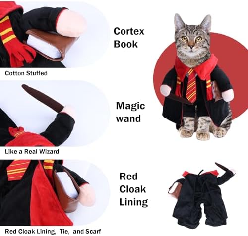 DELIFUR Dog Halloween Wizard Costume - Pet Adorable Fantacy Clothes Cat Cosplay Holiday Apparel Dress Up for Small Medium Dog Funny Outfit Adjustable (Wizard, Small) - Image 3